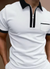 Heren polo shirt casual outfit met rits - kort mouw top met borstzak voor weekendlooks