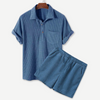 2-delige mannen set van waffle polo & shorts - casual outfit voor relaxte dagen