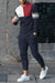 2-delige heren trainingspak set - blauwe en rode casual outfit voor dagelijks gemak - lange mouw top met broek