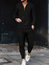 2-delige heren tracksuit - moderne zip nek top en broek set