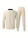 2-delige heren tracksuit - moderne zip nek top en broek set