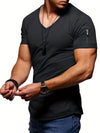 Heren slim fit v-hals t-shirt met zak - casual everyday tee, ademend materiaal