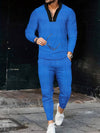 2-delige heren tracksuit - moderne zip nek top en broek set