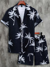 2-delige heren set met tropische print: luchtige casual zomeroutfit voor strand- en tuinfeesten