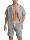2-delige heren linnen shorts set - luchtige casual outfit voor zomerse dagen