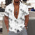 Heren korte mouwen linnen shirt met tropische print - luchtig zomerstrand shirt