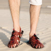 Heren outdoor leren sandaal - ademend zomerfootwear voor strand, hiking en casual activiteiten
