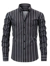 Heren langemouwen gestreepte shirt - klassieke getailleerde pasvorm voor kantoor en casual look