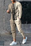 Heren casual trainingspak set in beige - loungewear voor elke dag