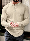 Heren lange mouw henley t-shirt - veelzijdig katoenmix top voor casual en kantoorgebruik