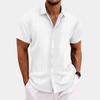 Heren kraagloze overhemd met korte mouwen - elegante en veelzijdige casual outfit