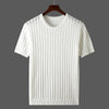 Heren gebreide korte mouw t-shirt - casual zomerse ribstof katoenmix top