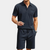 2-delige heren polo shirt en shorts set - lichte zomeroutfit, marineblauw, casual