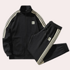 2-delige heren tracksuit casual chic - zwarte zip-up jas en broek set voor dagelijks gebruik