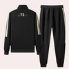 2-delige heren tracksuit casual chic - zwarte zip-up jas en broek set voor dagelijks gebruik