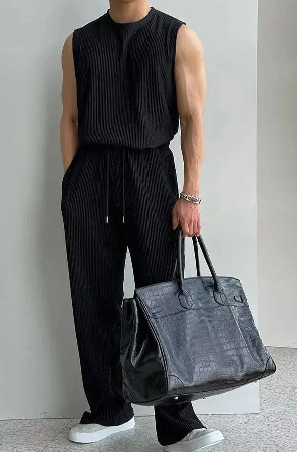 Mannen zonder mouwen gebreide top & broek set - moderne casual wear voor elke dag