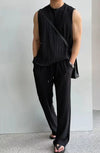 Mannen zonder mouwen gebreide top & broek set - moderne casual wear voor elke dag