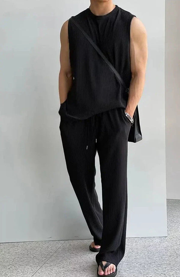 Mannen zonder mouwen gebreide top & broek set - moderne casual wear voor elke dag