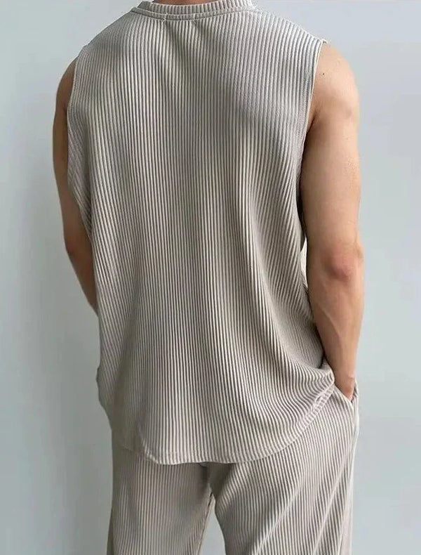 Mannen zonder mouwen gebreide top & broek set - moderne casual wear voor elke dag