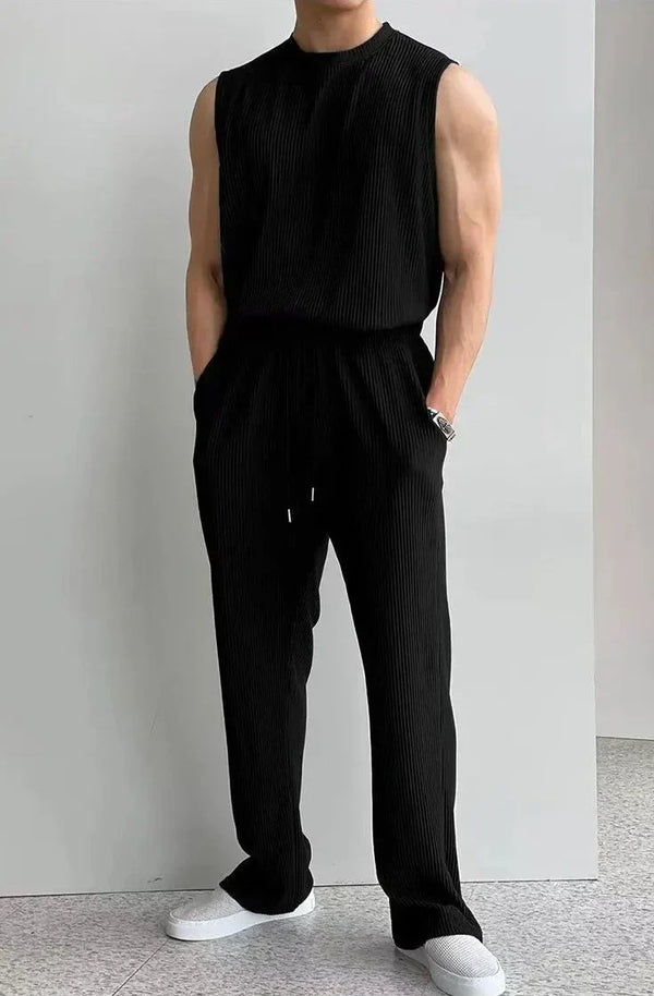 Mannen zonder mouwen gebreide top & broek set - moderne casual wear voor elke dag