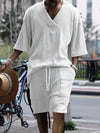 Witte gebreide set voor heren - stijlvolle en relaxte casual outfit voor de zomer