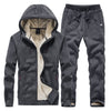 2-delige heren fleece trainingsuit - warm gevoerde hoodie en broek voor casual gebruik