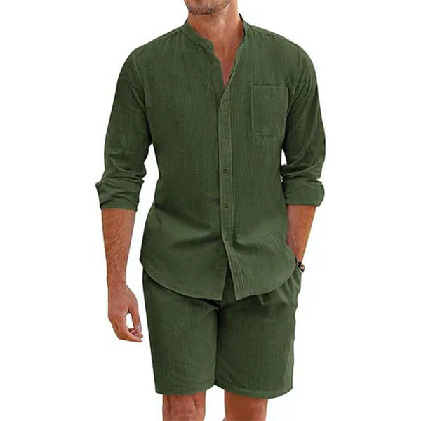 2-delige casual heren overhemden en shorts set - ademende zomerkleding voor ontspannen uitjes