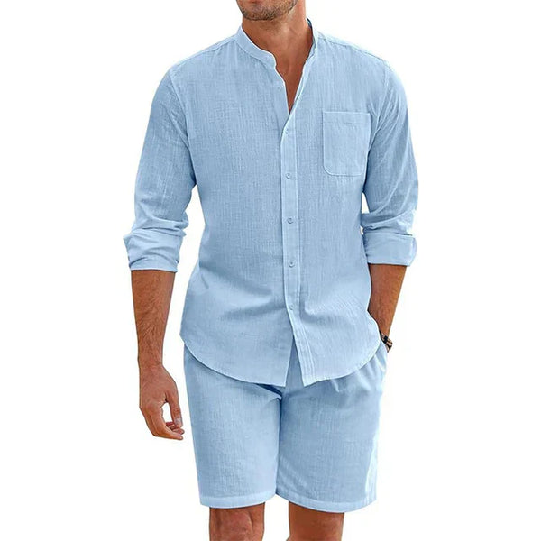 2-delige casual heren overhemden en shorts set - ademende zomerkleding voor ontspannen uitjes