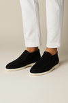 Heren mocassins suede hoge loafers elegant zwart - veelzijdig dagelijks schoeisel voor casual en semi-formele gelegenheden