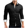 Heren slim fit lange mouwen overhemd - stijlvol voor kantoor en avondkleding, ademende stof