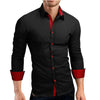 Heren slim fit lange mouwen overhemd - stijlvol voor kantoor en avondkleding, ademende stof