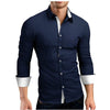 Heren slim fit lange mouwen overhemd - stijlvol voor kantoor en avondkleding, ademende stof