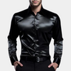 Heren satijnen shirt - glanzende formele avondkleding - stijlvolle lange mouwen