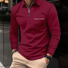 Heren longsleev polo shirt - modern top met ritskraag