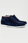 Heren moccasins hoogmodel van suede in donkerblauw - chique casual stijl