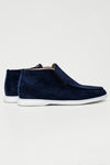Heren moccasins hoogmodel van suede in donkerblauw - chique casual stijl