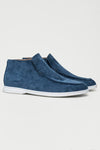 Heren moccasins hoog model loafers van suede in blauw - stijlvolle instappers voor dagelijks gebruik