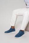 Heren moccasins hoog model loafers van suede in blauw - stijlvolle instappers voor dagelijks gebruik