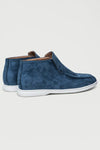 Heren moccasins hoog model loafers van suede in blauw - stijlvolle instappers voor dagelijks gebruik