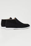 Heren ankle boots - verfijnde zwarte suede avondmode - stijlvolle high-cut casual loafers