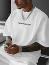 Heren oversized t-shirt voor casual wear - inspirerende 'never give up' tee, zachte stof