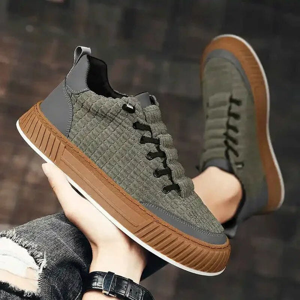 Heren high-top sneakers met ribbelpatroon - trendy casual schoeisel voor dagelijks gebruik