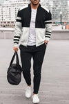 Heren athletic trainingspak - trendy zwart en grijs sportoutfit voor casual en gym gebruik