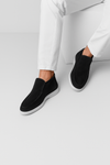 Heren mocassins suede hoge loafers elegant zwart - veelzijdig dagelijks schoeisel voor casual en semi-formele gelegenheden