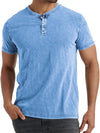 Heren denim henley t-shirt - ontspannen casual top voor elke gelegenheid