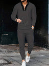 2-delige heren tracksuit - moderne zip nek top en broek set