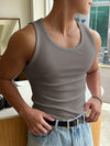 Heren zomer tanktop - ademend ribgekleed vest voor casual outfits