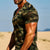 Heren t-shirt groen camouflage v-hals casual top - trendy korte mouwen tee voor dagelijks gebruik