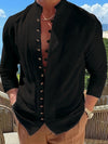 Heren vintage stijl overhemd - linnen mix knoopshirt voor casual of kantoorlook
