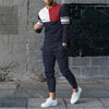 2-delige heren trainingspak set - blauwe en rode casual outfit voor dagelijks gemak - lange mouw top met broek